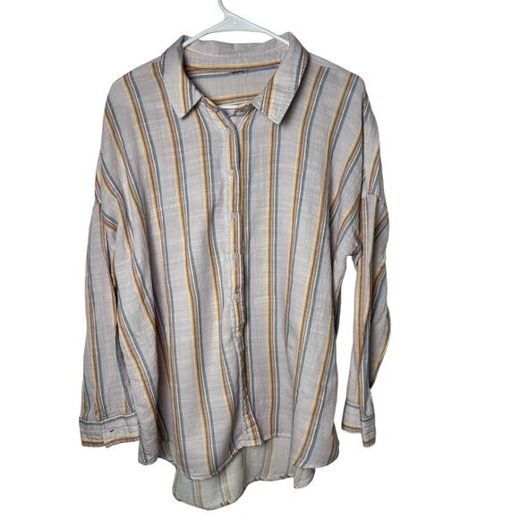 Purple Stripe Button Up Oxford Shirt Size L - Picture 1 of 5